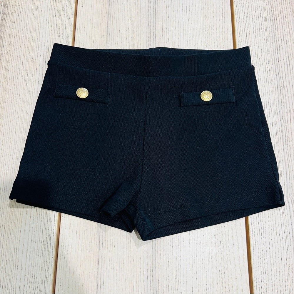 Zara women black sailor shorts with gold buttons size L preppy academic